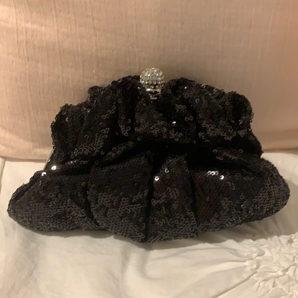 Black sequined evening bag